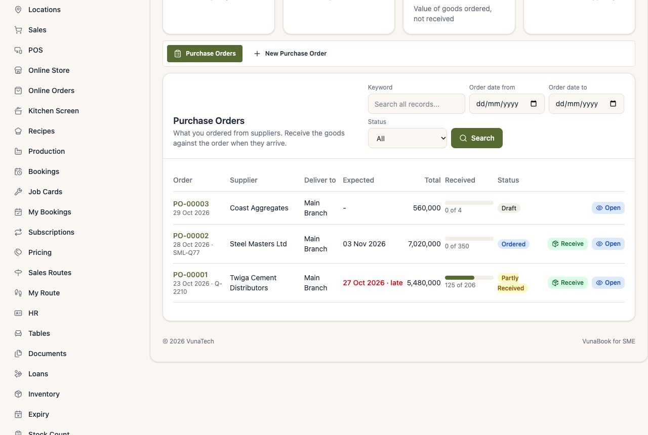 Purchase orders
